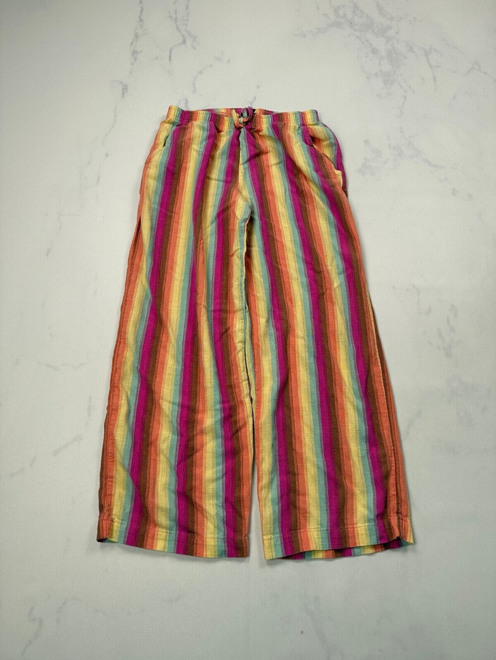 Art Class Striped Wide Leg Pants Multicolor 90s Retro - Girls M